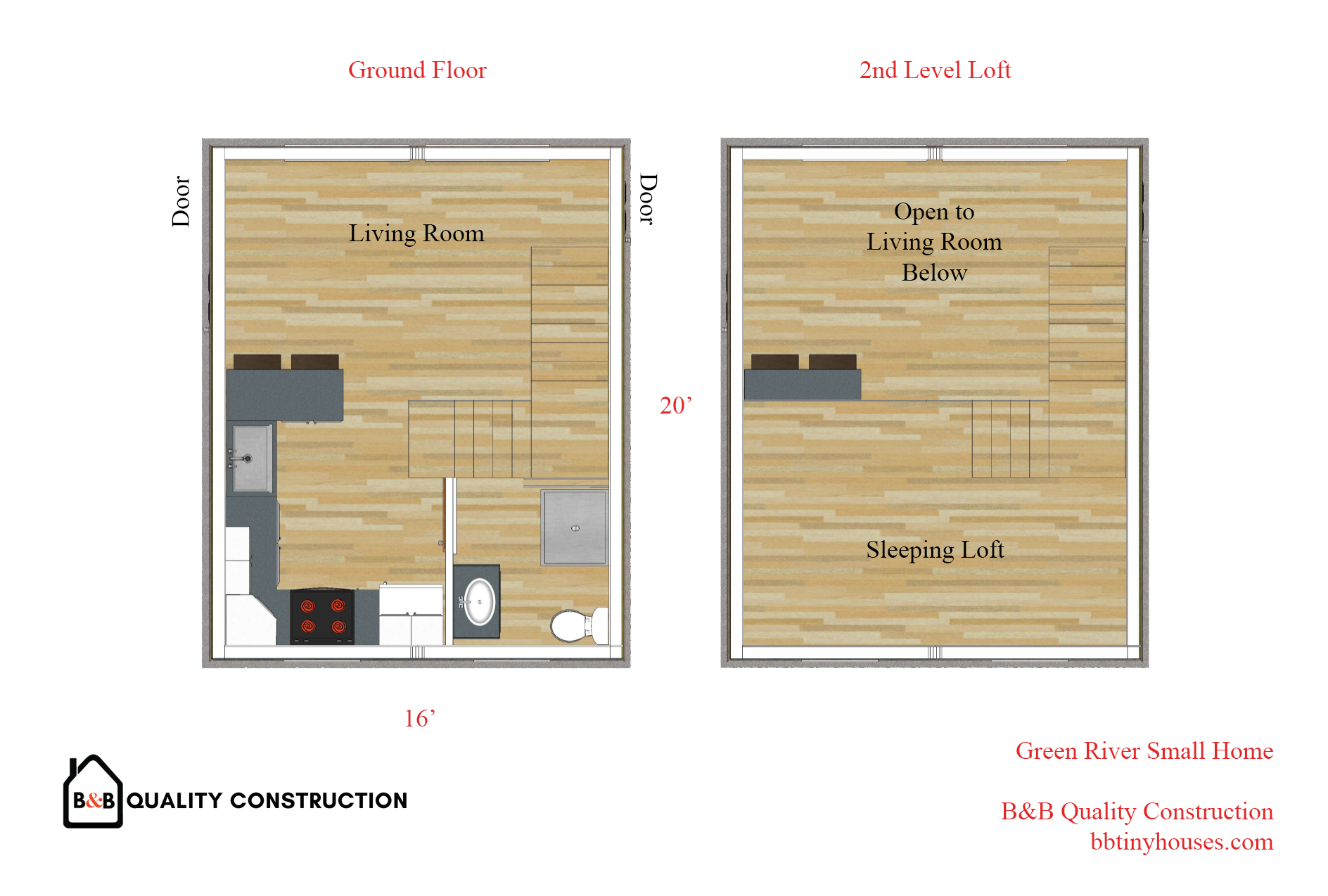Green River Small Home Floor Plan Tiny House B&B Quality Construction 